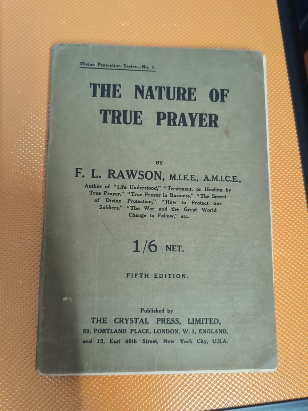 Nature Of True Prayer 5th Edition Book F. L. Rawson Antique